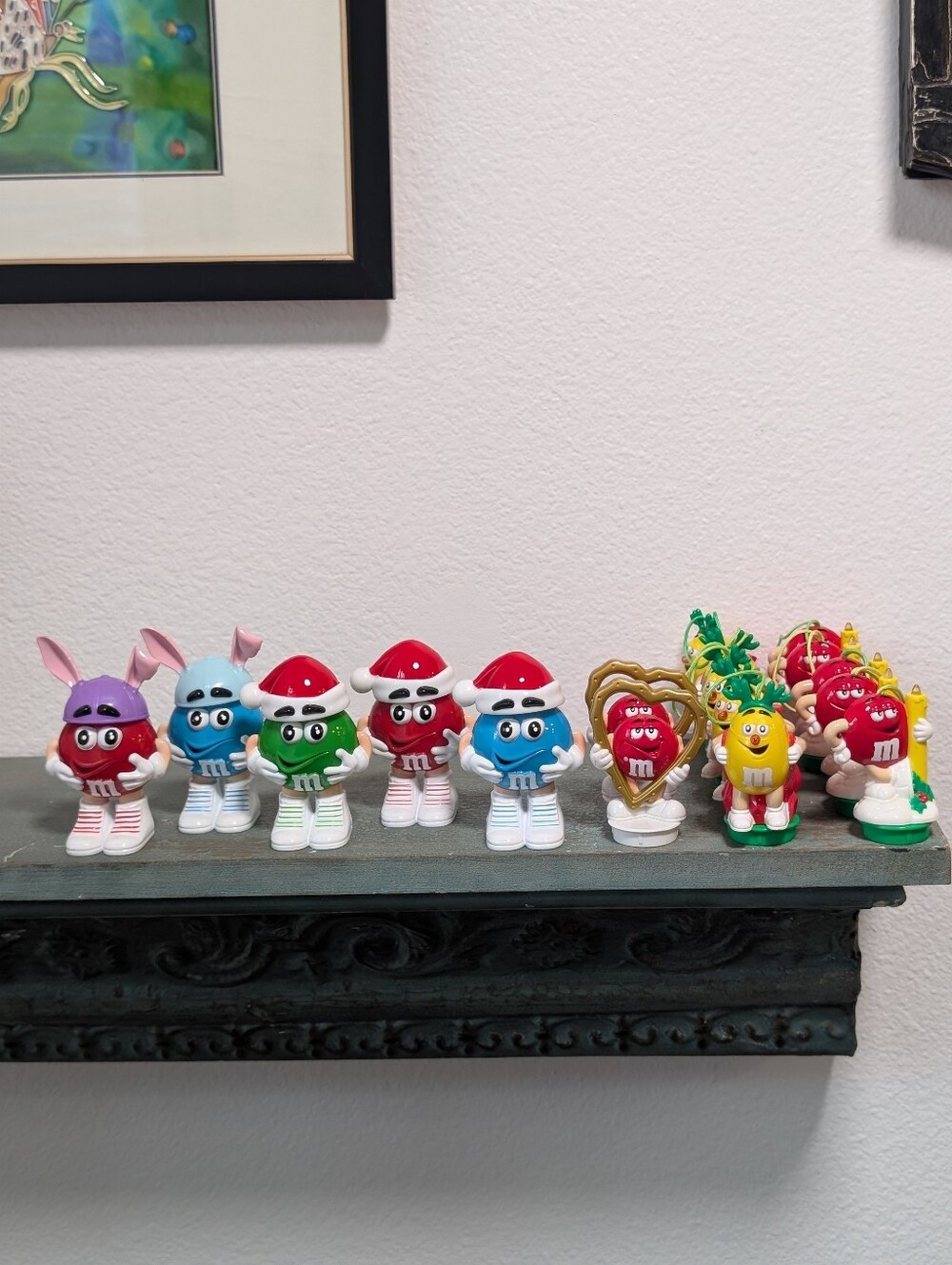 17 Vintage 1990’s  M & M Candy Tube Topper Ornaments Mini Candy Dispensers Lot